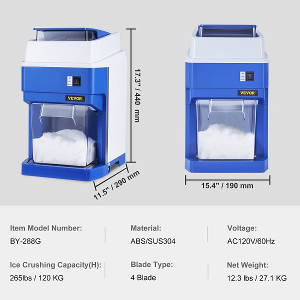 Vevor Eiszerkleinerungsmaschine Eisrasiermaschine Eisrasierer Kg H