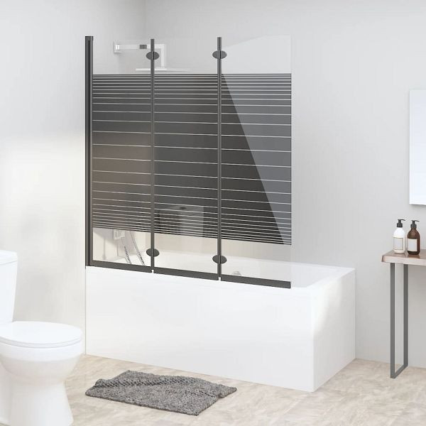 vidaXL Badewannenfaltwand 3-teilig 130x130 cm ESG Schwarz, 151864