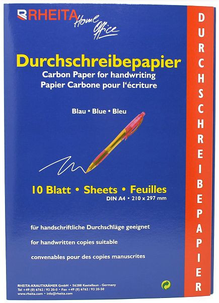 RHEITA Durchschreibepapier - A4, 10 Blatt, blau, 8173-10