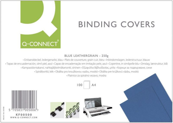 Q-Connect Kartondeckel, 250g/qm, blau, VE: 100 Stück, KF00500