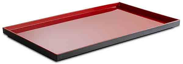 APS GN 1/1 Tablett -ASIA PLUS-, 53 x 32,5 cm, Höhe: 3 cm, Melamin, innen: rot, glänzend, außen: schwarz, matt, 15455