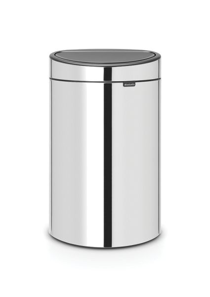 Brabantia Mülleimer Touch bin Recycle 10 + 23 Liter mit 2 Kunststoffeinsätzen Brillant silber / Deckel brillant silber, 115004