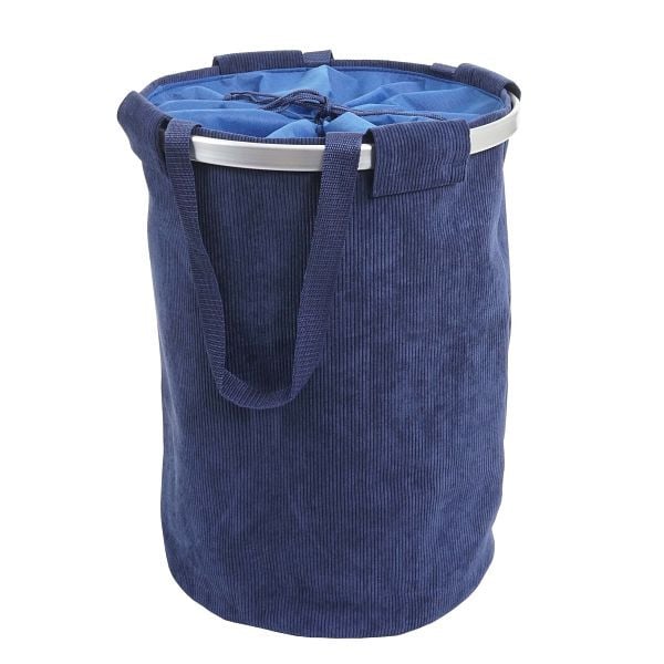 Mendler Wäschesammler HWC-C34, Laundry Wäschekorb Wäschesack Wäschebehälter mit Kordelzug, Henkel 55x39cm 65l, cord blau, 73197