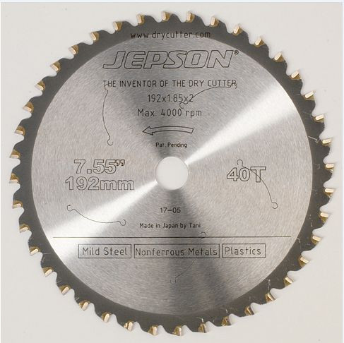 JEPSON Cermet-Sägeblatt, 192x1,85x20 mm - 48 Zähne für HAND DRY CUTTER 8219 (für ALU), 78398