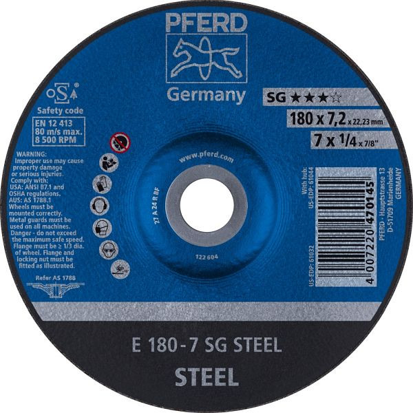 Pferd Schruppscheibe E 180-7 SG STEEL, VE: 10 Stück, 62217626