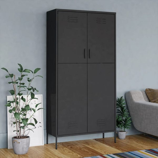 vidaXL Kleiderschrank Anthrazit 90x50x180 cm Stahl, 336249