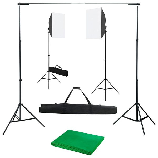 vidaXL Fotostudio-Set mit Softboxen und Hintergrundsystem, 3055054