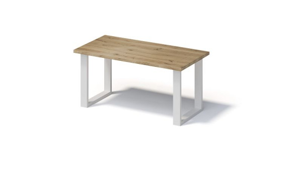 Bisley Fortis Table Regular, 1600 x 800 mm, gerade Kante, geölte Oberfläche, O-Gestell, Oberfläche: natürlich / Gestellfarbe: verkehrsweiß, F1608OP396