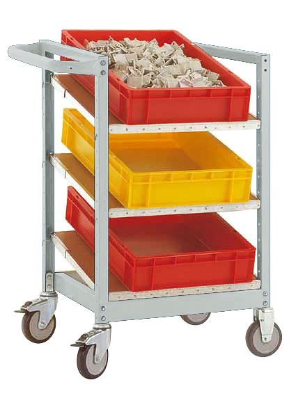 Manuflex Eurokastenwagen VARIMOBIL 250 kg mit Holzböden, HxBxT = 950 x 470 x 600 mm, lichtgrau, TV3371.7035