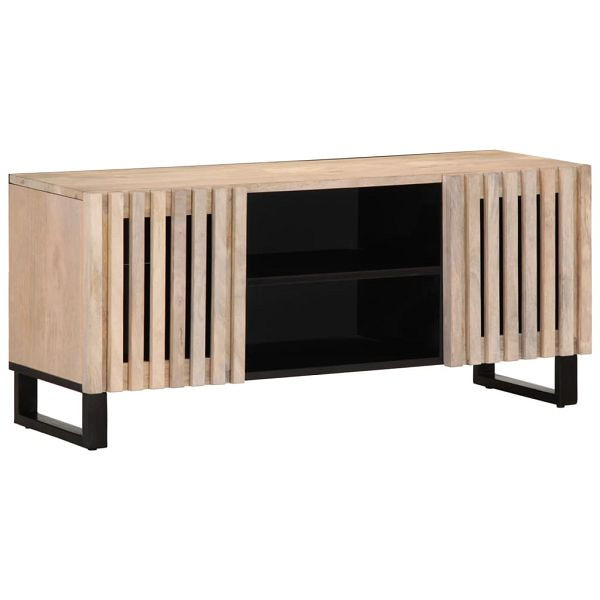 vidaXL TV-Schrank Weiß 105x34x46 cm Massivholz Mango, 377439