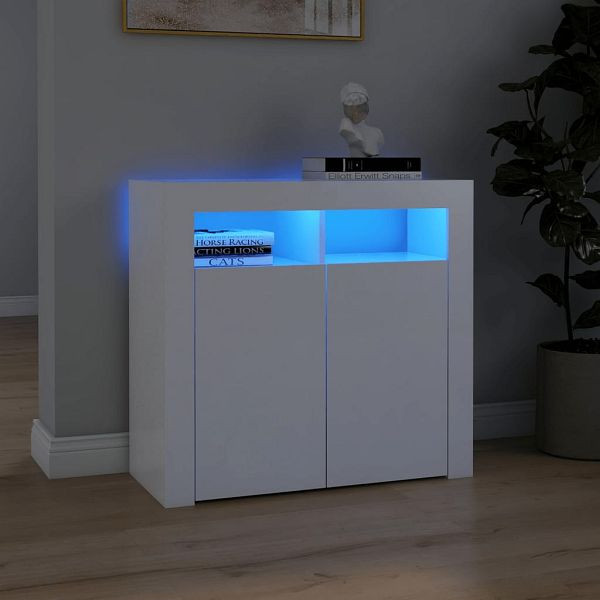 vidaXL Sideboard mit LED-Leuchten Weiß 80x35x75 cm, 804328