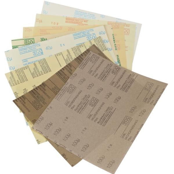 3M STIkit Microfinishing Film Bogen 268L, 230 mm x 280 mm, 3 Mil, Alox, 9 Micron, PSA, VE: 100 Stück, 7000082882