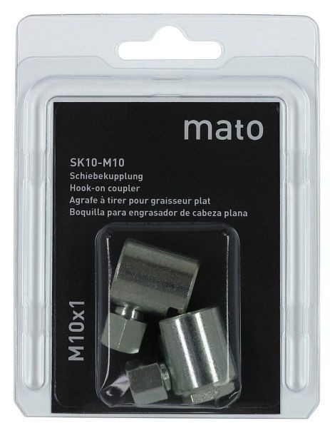 MATO Schiebekupplungen für Flachschmiernippel SK-10 M10 Set à 2 Stück (M10x1 / 10 mm) im Blisterpack, VE: 24 Stück, 3241018