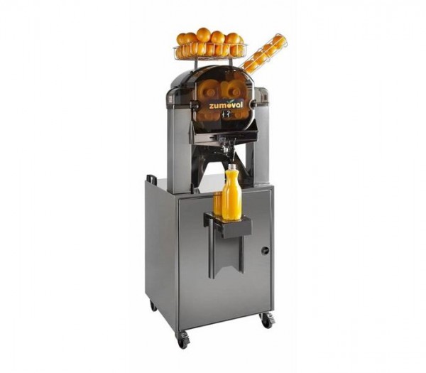 ZUMOVAL Orangensaftpresse BASIC in silber- Standgerät mit Edelstahlzapfhahn, Pulp-out Filter, Flascheneinhängung und Unterschrank, ZV-12031-silber-Stand