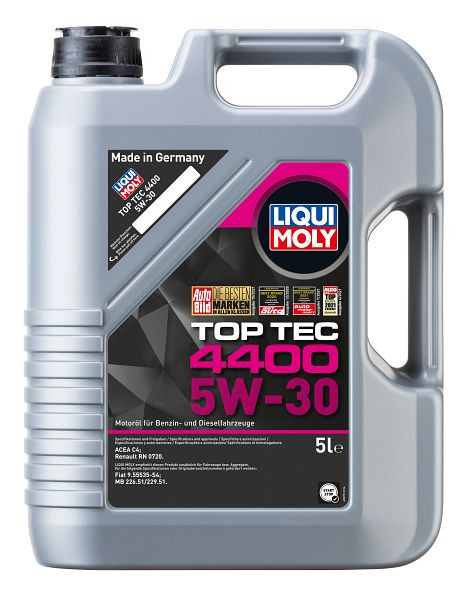 LIQUI MOLY Leichtlaufmotoröl, Top Tec 4400 5W-30, VE: 4 Stück à 5 Liter, 3751