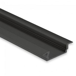 DOTLUX Alu-Einbau-Profil Typ 5 200 cm, flach, Flügel, pulverbeschichtet schwarz RAL 9005 für LED-Streifen bis 12mm, 4036