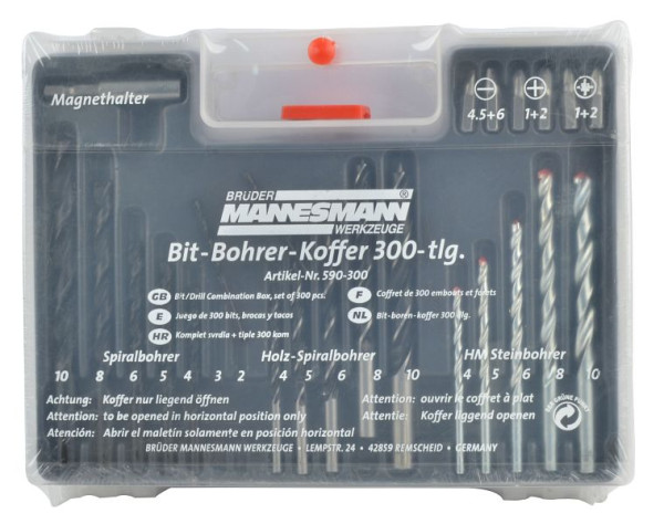 Mannesmann Bohrer- und Dübelsatz, 300-teilig, M590-300, 4003315075905