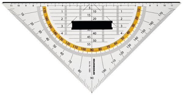 RUMOLD Geometrie-Dreieck - 250 mm, Schneidekante, Griff, 1080