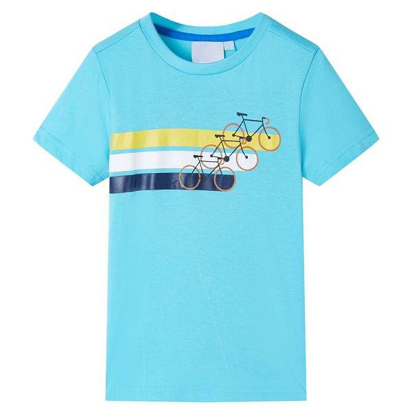 vidaXL Kinder-Kurzarmshirt Aquablau 116, Material: 100 % Baumwolle, 12181