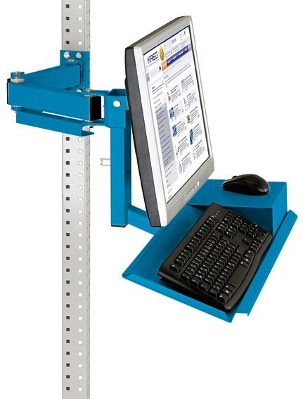 Manuflex Standard Monitorträger für UNIVERSAL und PROFI mit Tastatur- und Mausfläche, VESA-Adapter 75 mm, Lichtblau, ZB3625.5012