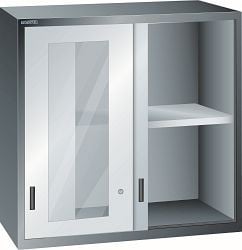 LISTA Aufsatzschrank 54x27E (BxTxH) 1023x572x1000mm KEY Lock, Lichtgrau, Schiebetür, Sichtfenstertür, 62.648.020