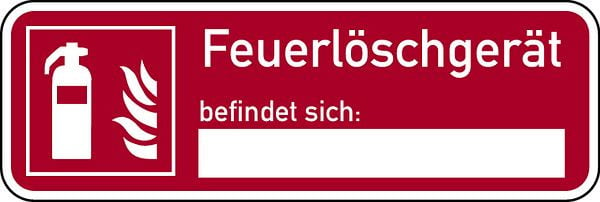 Schilder Klar Brandschutzzeichen Feuerlöschgerät befindet sich DIN EN ISO 7010, 180x60 mm Folie selbstklebend, 7195/61