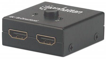 MANHATTAN 4K bi-direktionaler 2-Port HDMI-Splitter/Switch, 4K@30Hz, manuelle Auswahl, passiv (kein Netzteil benötigt), schwarz, 207850