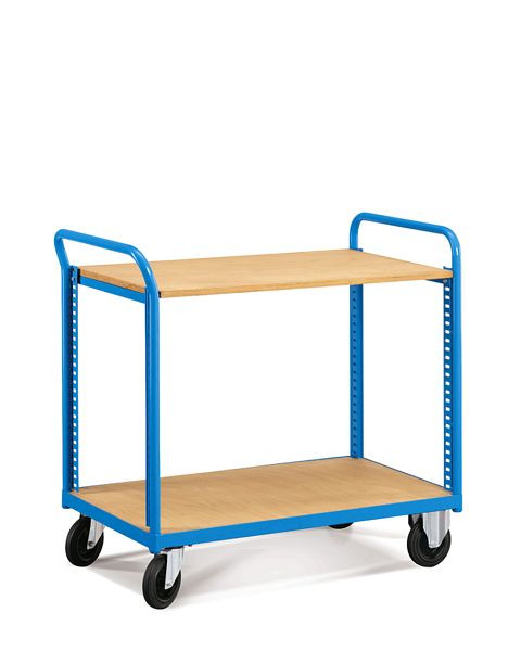 Fami Wagen SERIE COMBI CF mit Bremsen mit Holzgrundplatte, B 945 mm T 525 mm H 1045 mm, blau RAL5012, FCFH0060304