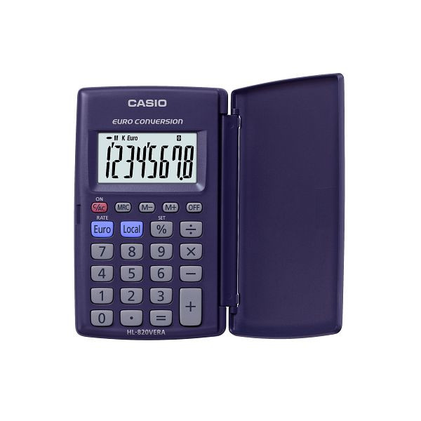 CASIO Taschenrechner HL-820VERA, Solar-/Batteriebetrie, 8-stellig, LC-Display, dunkelblau, HL-820VERA