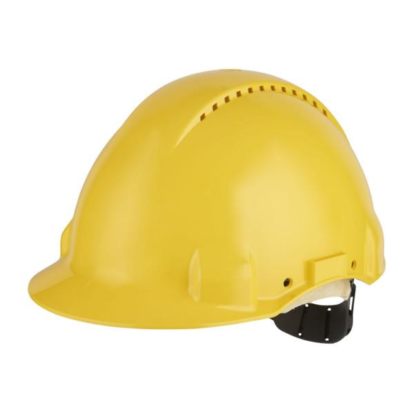 3M G3000 Schutzhelm G30DUY in Gelb, belüftet, mit Uvicator, Pinlock und Lederschweißband, VE: 20 Stück, 7000108288