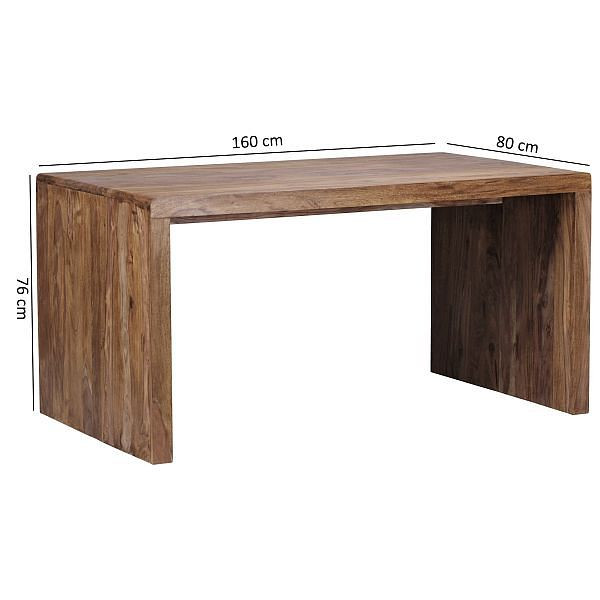 Wohnling Schreibtisch BOHA Massivholz Sheesham 160 cm breit Echtholz Design Ablage, WL1.383