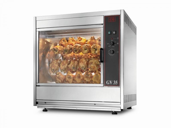 CB Italy ventiliertes Elektro-Hähnchengrillgerät mit langem Spieß und manuellem Timer GV-35/42 MAN, 14100200