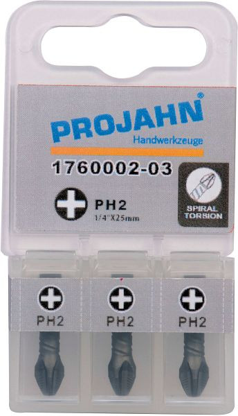 Projahn 1/4" Torsion-Bit ACR2 L25 mm Phillips Nr 1 3er Pack, 1760001-03