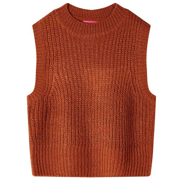 vidaXL Kinder-Pulloverweste Gestrickt Cognac 92, 14539, 8721012041103