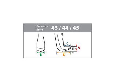 Kukko 2 Abzughaken (Paar), A: 2 mm, B: 11 mm, C: 10 mm, D: 17 mm, E: 5 mm, 43-1-50-P