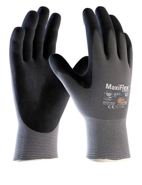 ATG (42-874HCT) Nylon-Strickhandschuhe MaxiFlex Ultimate Ad-APT, SB-Verpackung, Größe: 11, Farbe: grau/schwarz, VE: 1 Paar, 2575-11