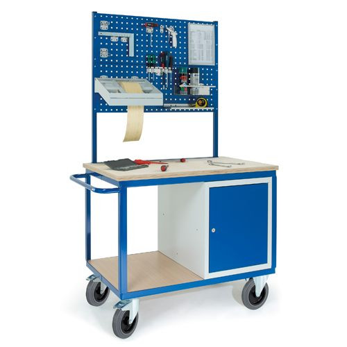 Rollcart Werkstattwagen mit Stahlschrank 2xLochplatten (1250x700), Tragkraft: 600 kg, 07-4306L2