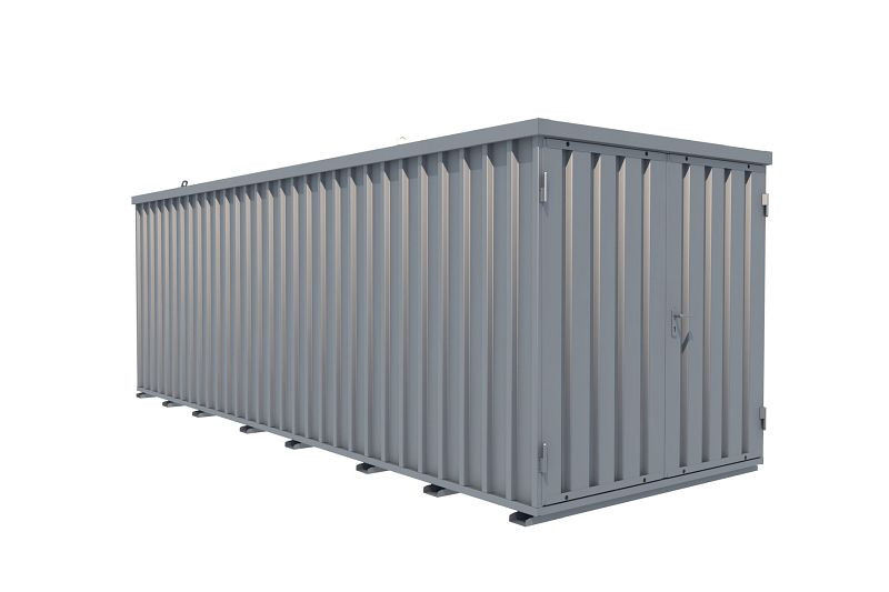 BOS Schnellbaucontainer 6x2 m, 2-flügelige Tür auf der 2 m-Seite, mit Staplerentladung, SC3000-6x2-SZ+STAP