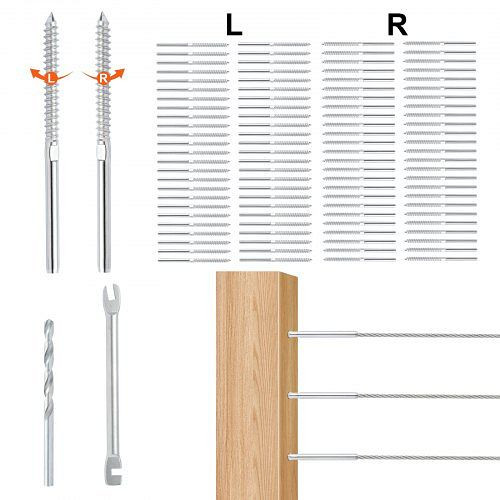 VEVOR 102er-Pack Kabelgeländer-Stauch-Gewindebolzen-Spannungs-Endanschlussklemme, LWLLLDYS102JKYI50V0