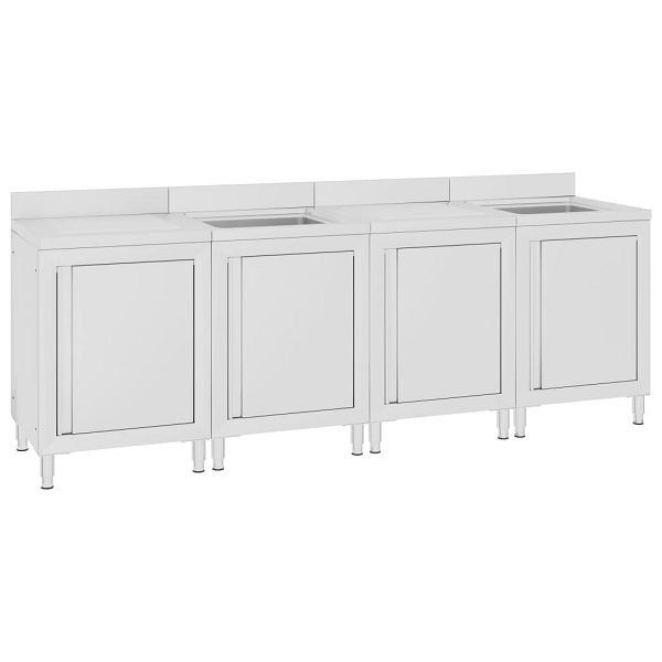 vidaXL Gastro-Spülenunterschrank 240x60x96 cm Edelstahl, 3058272