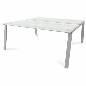 Rocada Mehrfacharbeitstisch Blanca, Maße 180x163x73 cm, Gestell grau Platte Glas satiniert, 2202MID05