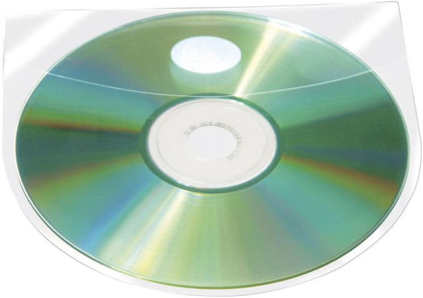 Q-Connect CD/DVD-Hüllen selbstklebend - mit selbstklebender Lasche, transparent, VE: 10 Stück, KF27032