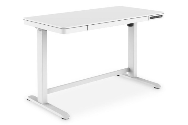 DIGITUS Elektrisch höhenverstellbarer Tisch, 120x60x12cm, 50kg Last, USB-Ladeanschlüsse, weiß, DA-90406