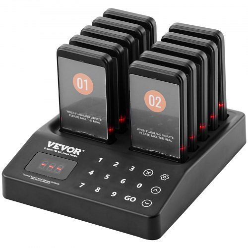 VEVOR Restaurant-Pager-System, Kabelloses Warteschlangensignal mit 400 m Reichweite, 10 Pager, DCPQCQFX10HSUWM3LV2