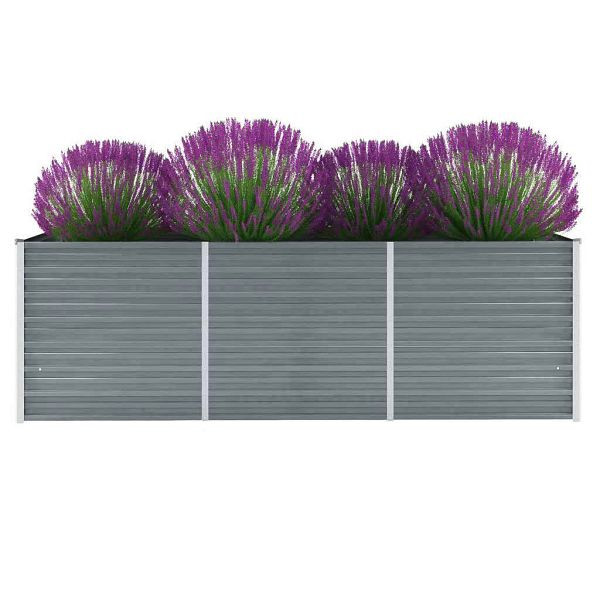 vidaXL Garten-Hochbeet verzinkter Stahl 240x80x77 cm Grau, 44840