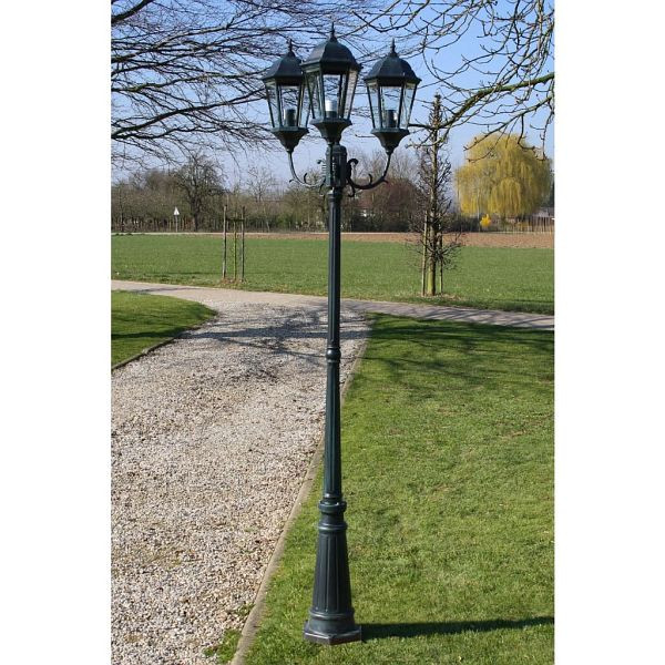 vidaXL Gartenlaterne 3-flammig 230 cm Dunkelgrün/Schwarz Aluminium, 40243