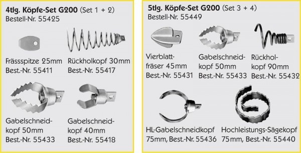 Cabere 4 teiliges Köpfe-Set G200 für 13 mm Durchmesser Welle, 55425