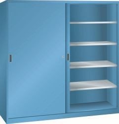 LISTA Schiebetürschrank (BxTxH) 2000x580x1950mm KEY Lock, Lichtblau, 8 Verstellböden, 58.754.010