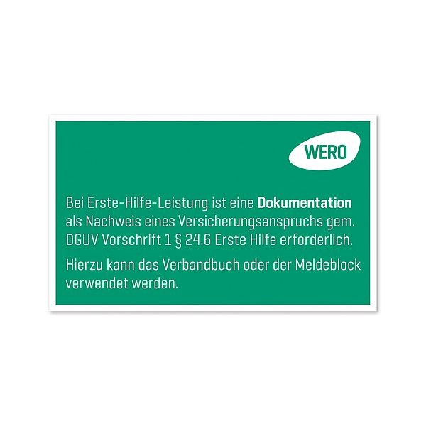 WERO Aufkleber: Dokumentation von Erste Hilfe Leistungen, 290068