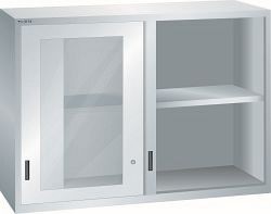 LISTA Aufsatzschrank 78x27E (BxTxH) 1431x572x1000mm KEY Lock, Lichtgrau, Schiebetür, Sichtfenstertür, 62.650.020